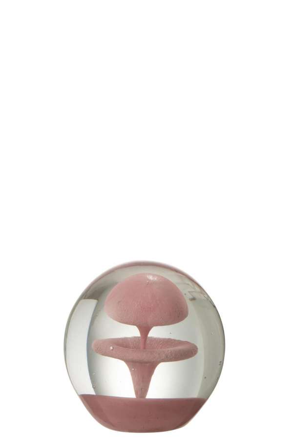 PAPERWEIGHT BUBBLE GLASS PINK SMALL