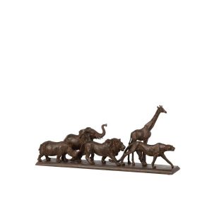 5 ANIMALS IN A ROW POLY BROWN SMALL