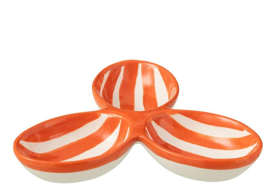 APERO DISH GRANADA STRIPES CLOVER CERAMIC WHITE/ORANGE