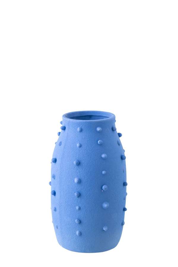 VASE RUBY DOTS STONEWARE BLUE SMALL