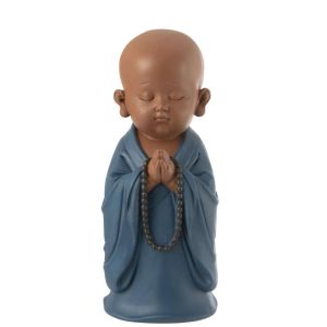 MONK PRAYING RESIN BLUE