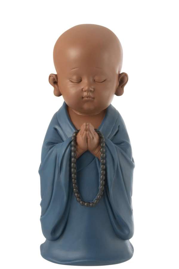 MONK PRAYING RESIN BLUE