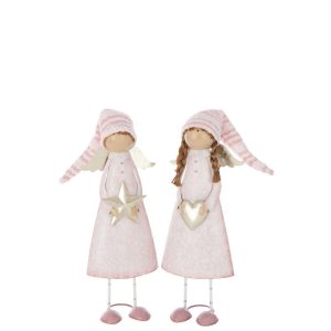 ANGEL HEART+STAR METAL LIGHT PINK/GOLD COLORED LARGE ASSORTMENT OF 2