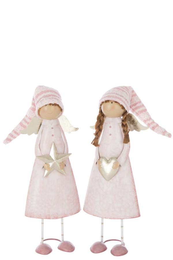 ANGEL HEART+STAR METAL LIGHT PINK/GOLD COLORED LARGE ASSORTMENT OF 2