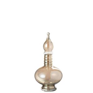 VASE+CAP PHIAL DECO JOEY GLASS BEIGE SMALL