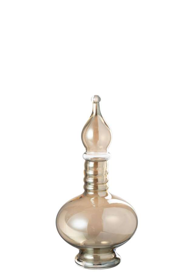 VASE+CAP PHIAL DECO JOEY GLASS BEIGE SMALL