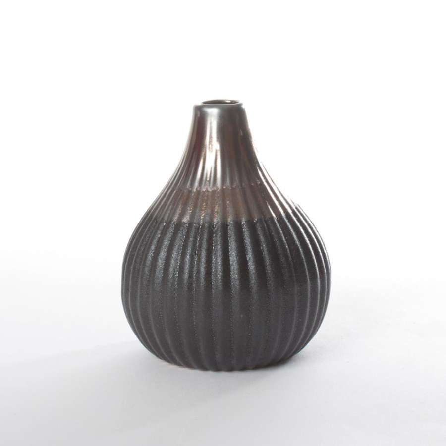 Vase Keramikk Sort/Gull 10X10X11Cm