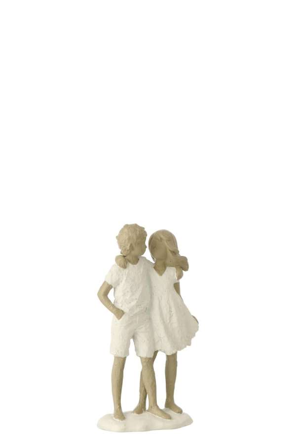CHILDREN BOY + GIRL POLYRESIN WHITE/GREY