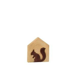SQUIRREL IN HOUSE MANGO WOOD NATURAL/BROWN SMALL