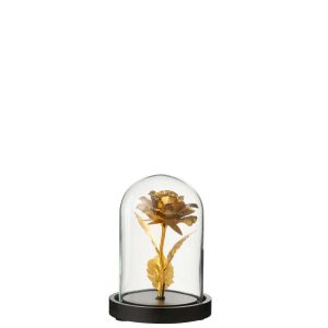 DECORATIVE BELL JAR ROSE GLASS GOLD COLORED/BLACK SMALL
