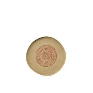 WALL OBJECT TRAY ROUND STRIPED SEAGRASS NATURAL/DARK ORANGE SMALL