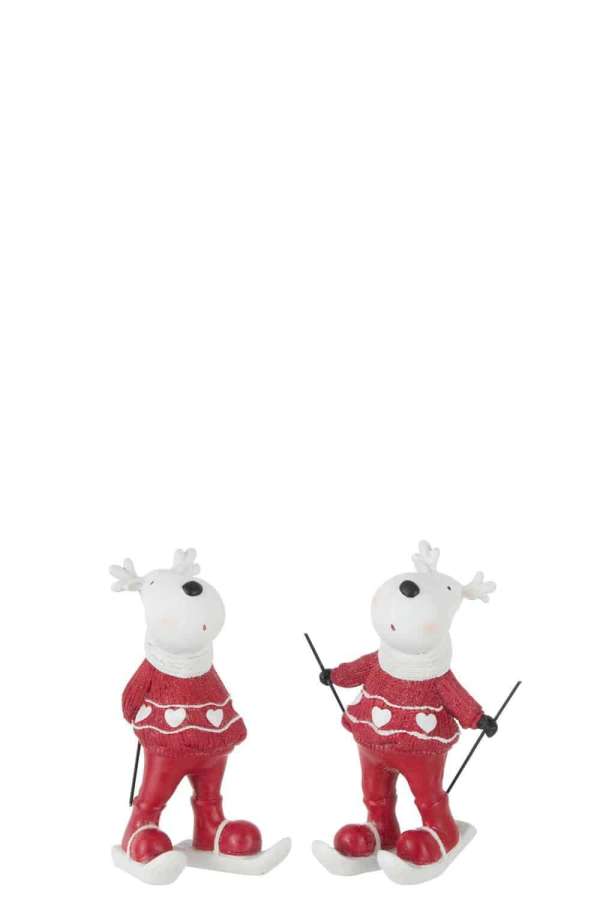 REINDEER SKIING POLY WHITE/RED SMALL ASSORTMENT OF 2