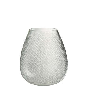 VASE CHECKERED GLASS TRANSPARENT LARGE