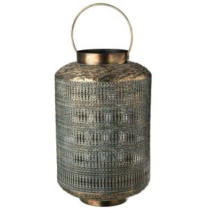 LANTERN ANTIQUE CYLINDER IRON BRONZE COLORED LARGE