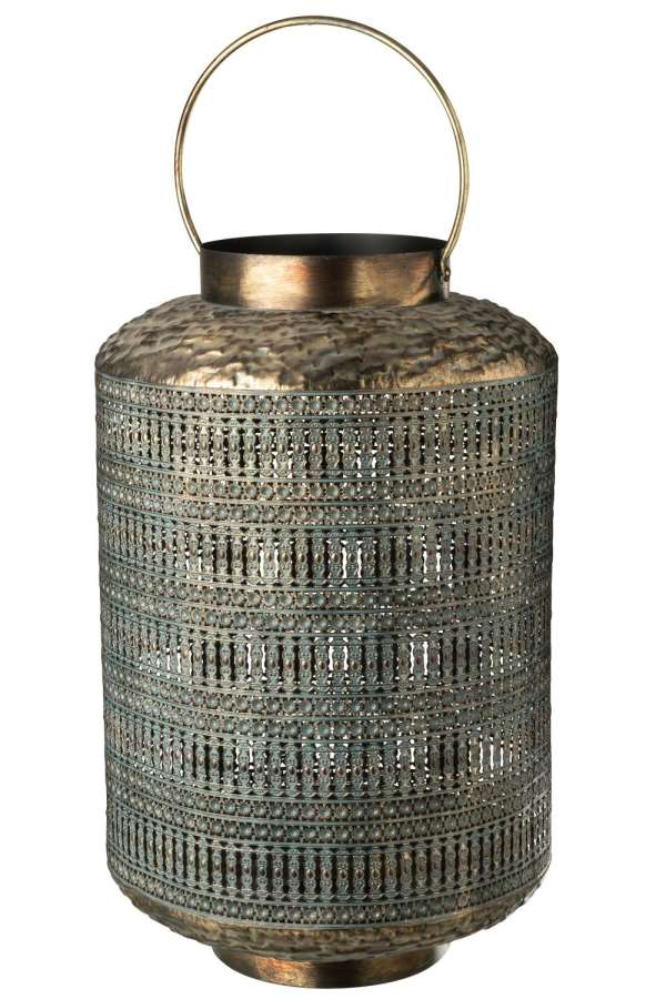 LANTERN ANTIQUE CYLINDER IRON BRONZE COLORED LARGE