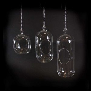 Glassheng Avlang Stor M/Kjetting 12X30Cm