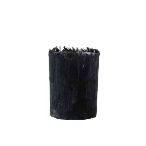 TEALIGHT HOLDER FEATHERS GLASS BLACK LARGE