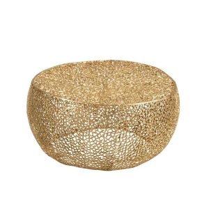 COFFEE TABLE ROUND CORAL PATTERN ALUMINIUM GOLD