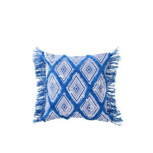 CUSHION ORIENTAL PATTERN COTTON BLUE/WHITE