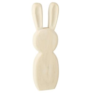 RABBIT STANDING PAULOWNIA WOOD WHITE LARGE