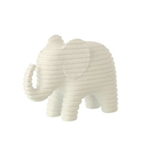 ELEPHANT STRIPED POLYRESIN WHITE LARGE