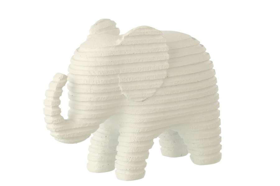 ELEPHANT STRIPED POLYRESIN WHITE LARGE