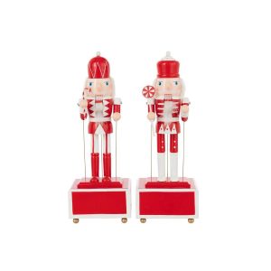 NUTCRACKER MUSIC PINEWOOD RED/WHITE ASSORTMENT OF 2