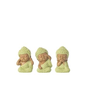 MONK SEE/HEAR/SPEAK POLYRESIN MINT GREEN ASSORTMENT OF 3