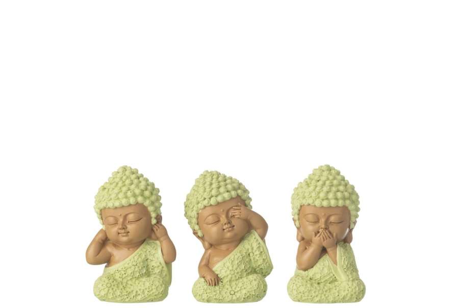 MONK SEE/HEAR/SPEAK POLYRESIN MINT GREEN ASSORTMENT OF 3