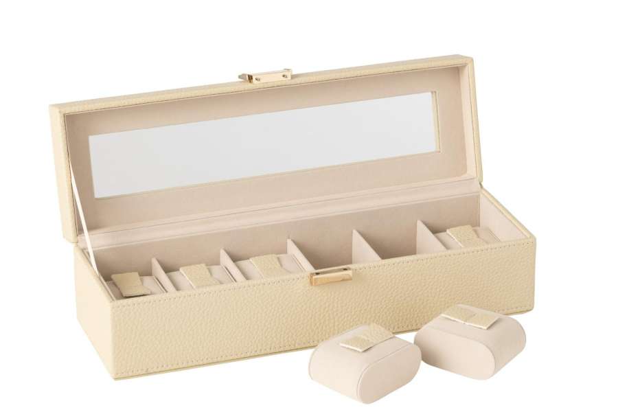 SWATCH BOX 6 COMPARTMENTS ARTIFICIAL LEATHER BEIGE