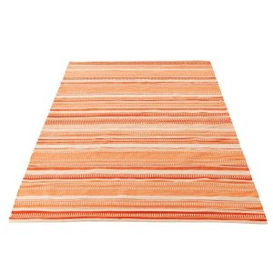 RUG STRIPED COTTON ECRU/DARK ORANGE