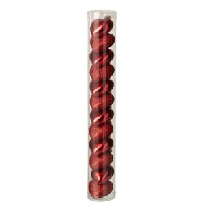 BOX OF 12 HANGER HEART GLASS RED