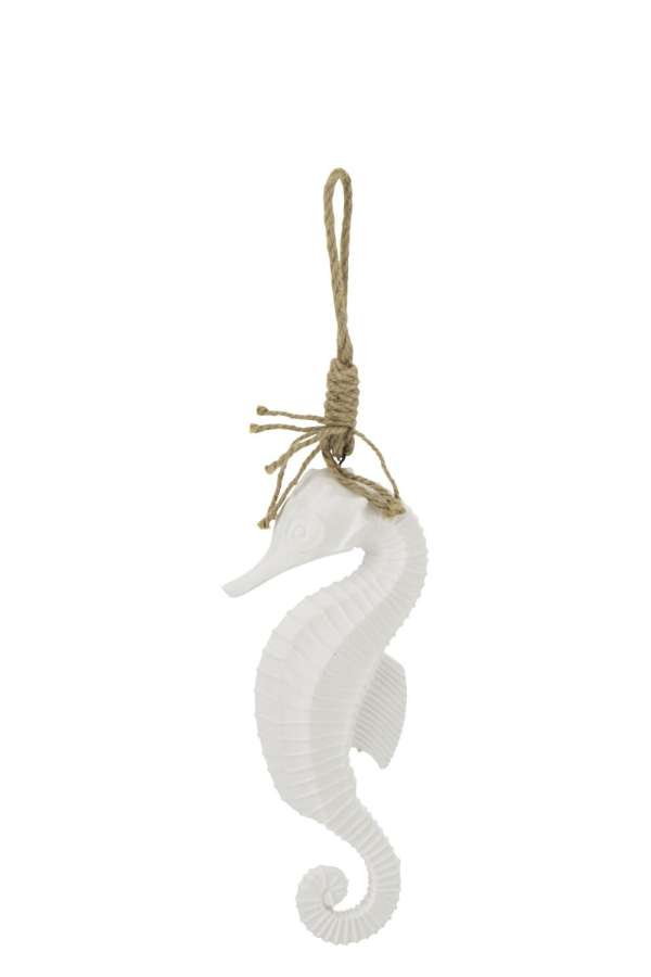 HANGER SEAHORSE MDF/ROPE WHITE