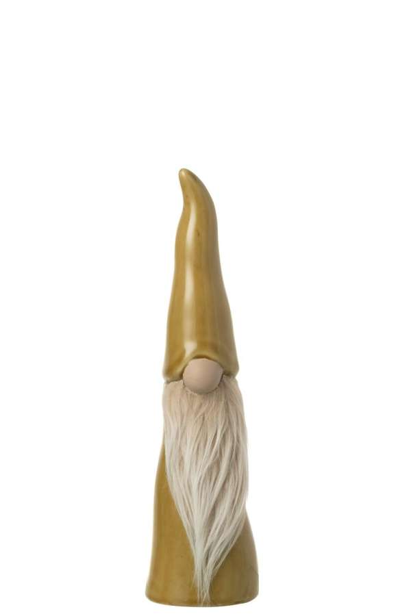 GNOME POINTY HAT PORCELAIN OCHER YELLOW SMALL