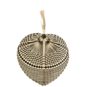 FAN WOVEN BAMBOO NATURAL/BLACK LARGE