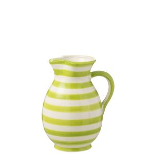 PITCHER GRANADA STRIPES CERAMIC WHITE/GREEN MEDIUM