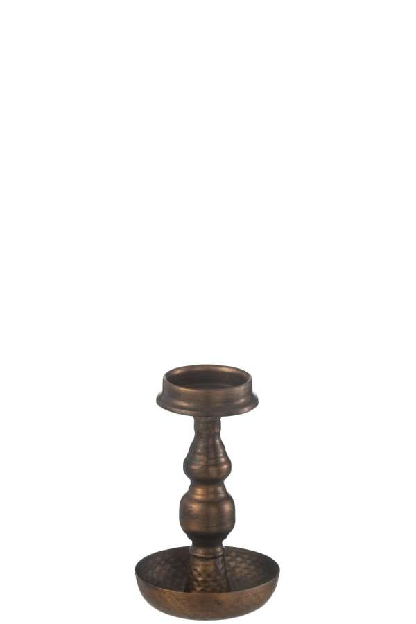 CANDLE HOLDER ANTIQUE METAL BROWN