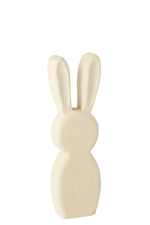 RABBIT STANDING PAULOWNIA WOOD WHITE SMALL
