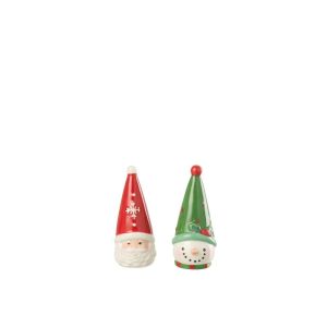 SALT & PEPPER SANTA CLAUS  +  SNOWMAN DOLOMITE MULTICOLORED