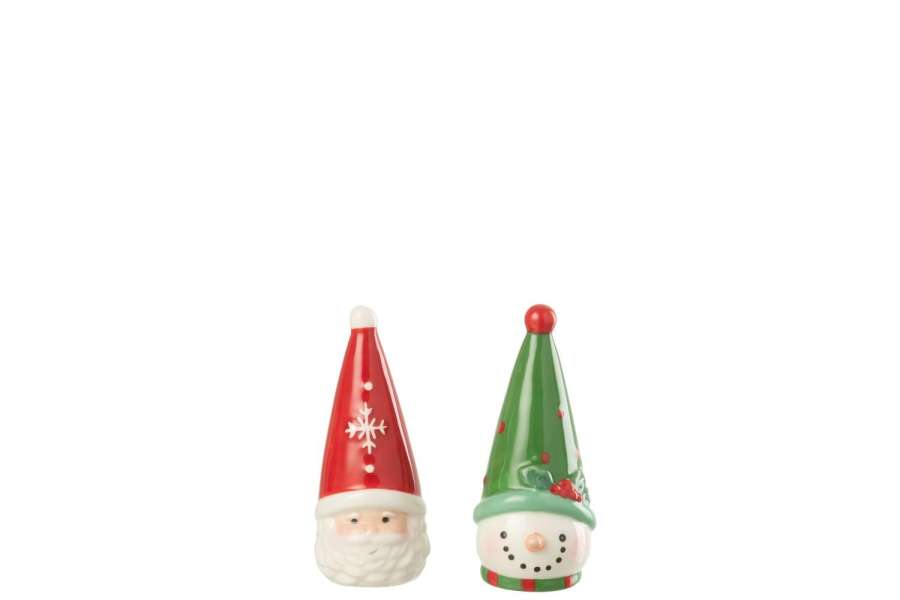 SALT & PEPPER SANTA CLAUS  +  SNOWMAN DOLOMITE MULTICOLORED