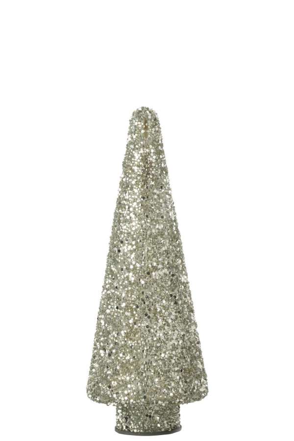 XMAS TREE GLITTER GLASS SILVER SMALL