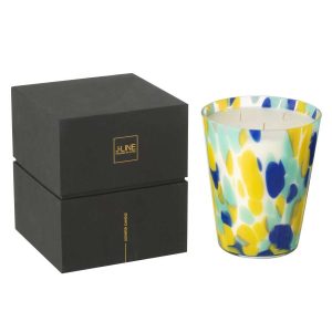 SCENTED CANDLE NOA BLUE/YELLOW LARGE-95HOURS