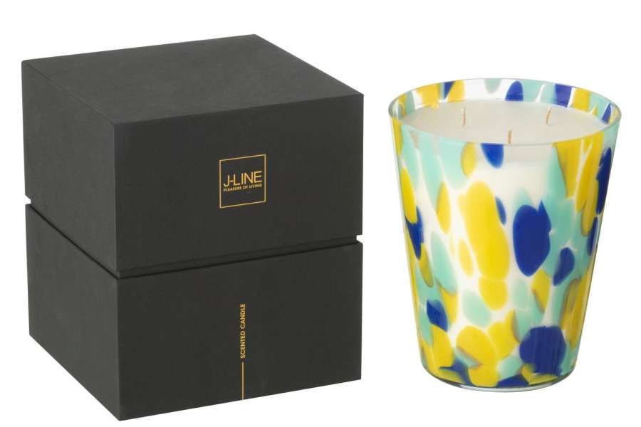 SCENTED CANDLE NOA BLUE/YELLOW LARGE-95HOURS