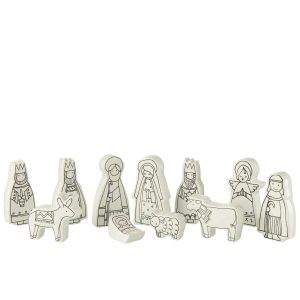 NATIVITY SCENE 11PARTS DOLOMITE WHITE/BLACK LARGE