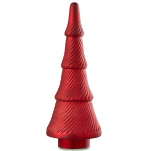 CHRISTMAS TREE OXYDISED RIBBED GLASS RED LARGE