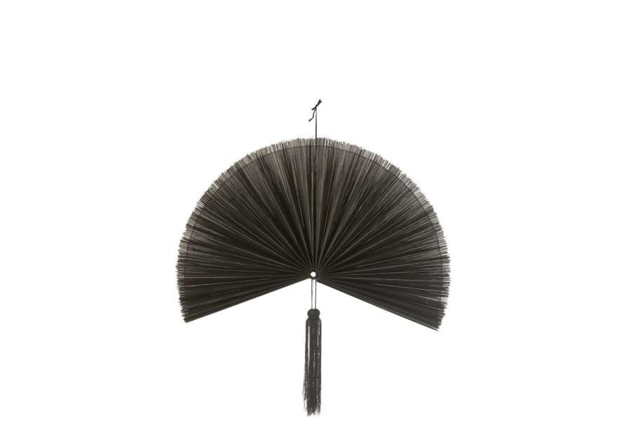 WALL DECORATION FAN+TASSEL BLACK SMALL
