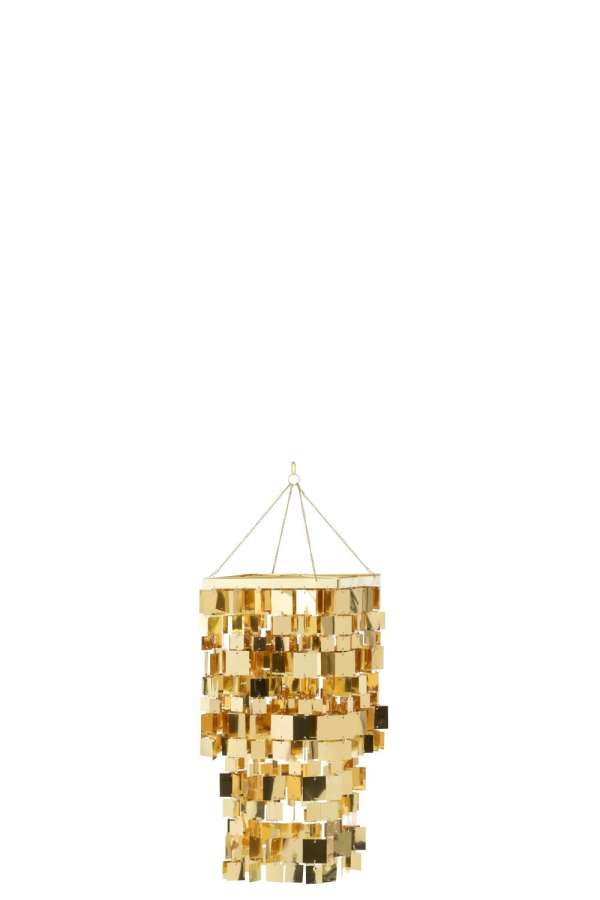 LAMP SHADE CHANDELIER SQUARE PVC GOLD COLORED SMALL