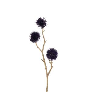 BRANCH ECHINOPS 3 FLOWERS PLASTIC PURPLE/GOLD