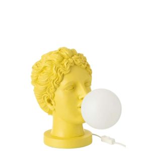 TABLE LAMP LADY HEAD RESIN YELLOW