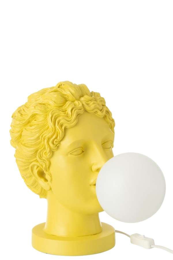 TABLE LAMP LADY HEAD RESIN YELLOW